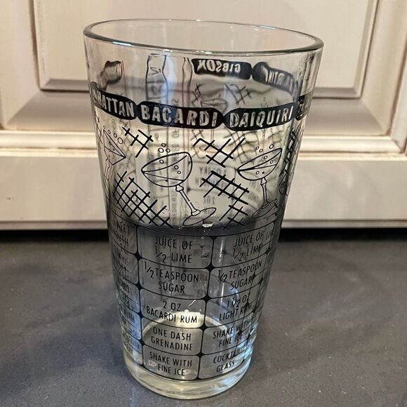 Vintage Federal Glass drink mixer printed graphic recipe tumbler - Picture 8 of 10